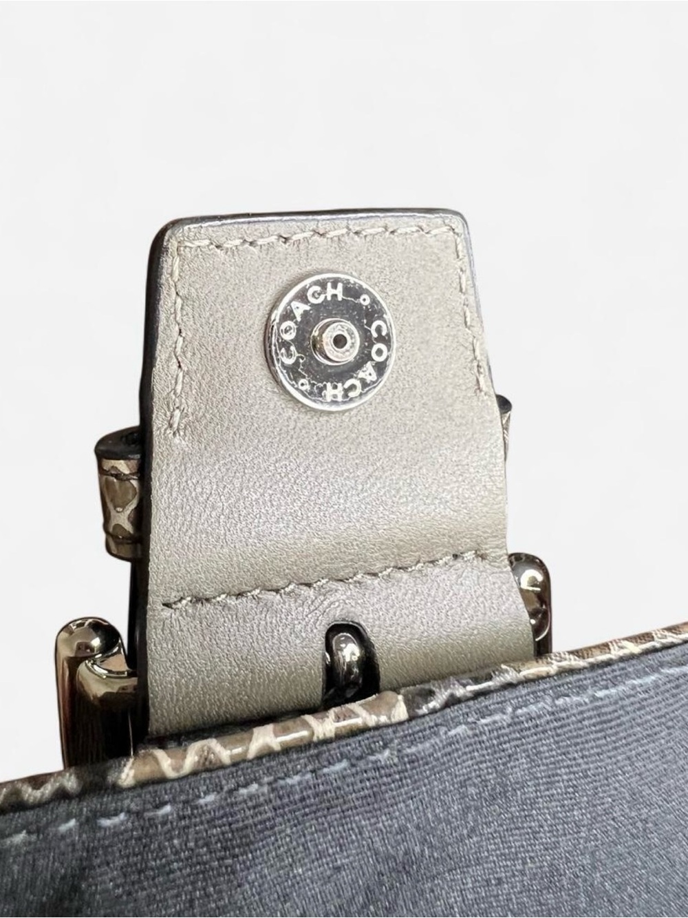 Coach Soho Exotic Python Mini Crossbody Bag with silver hardware and buckle - Picture 7 of 8